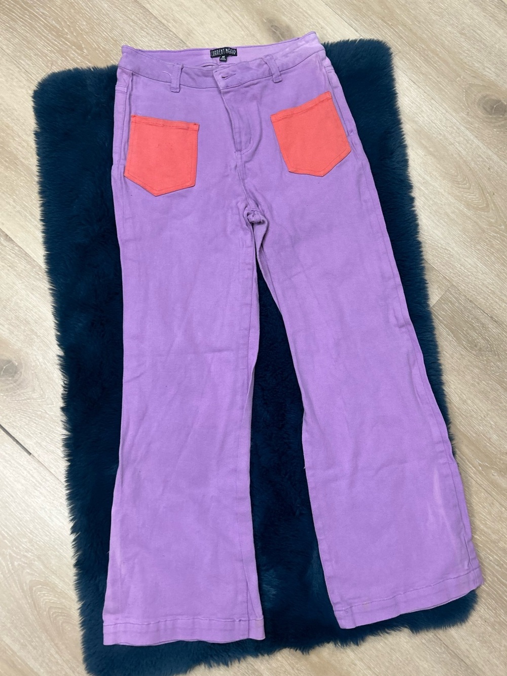 Dolls Kill Current Mood purple pink colorblock stretch jeans medium